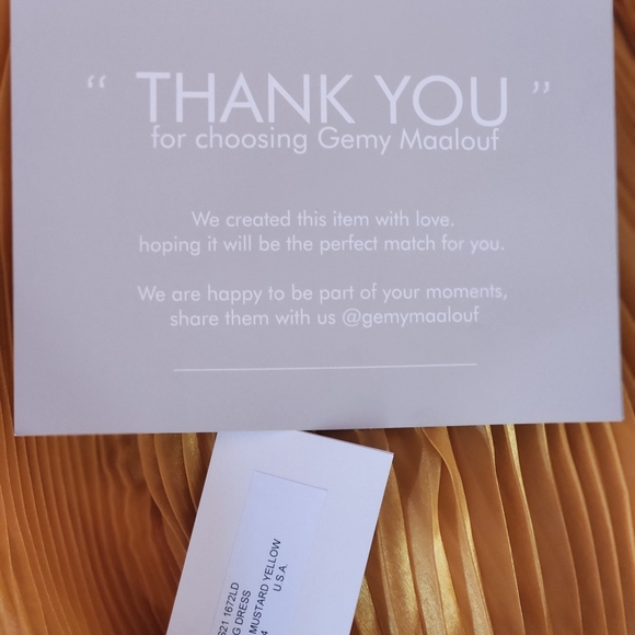 Gemy Maalouf Sz 14 Pleated Mustard Yellow Flowy Long Luxury Gown NEW WITH TAGS - Picture 11 of 12